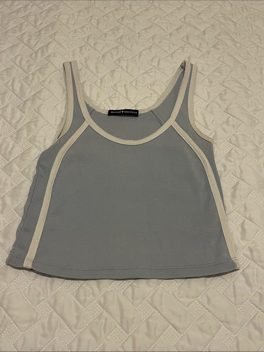 Brandy Melville Light Blue Tank with Cream Trim